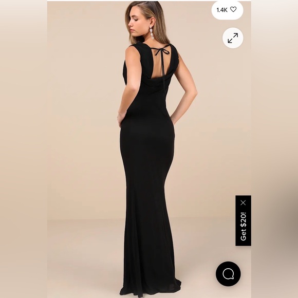 Lulus Stunning Mystery Black Mesh Cowl Back Mermaid Maxi Dress - Size XS - Picture 3 of 4